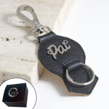 Imagem de Chaveiro de Couro Preto Pai Fecho Premium - GRANADO ACESSÓRIOS