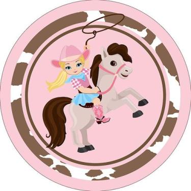 Imagem de Painel De Festa Redondo 1,50x1,50 - Boiadeira Loira Cavalinho 034 - Vi