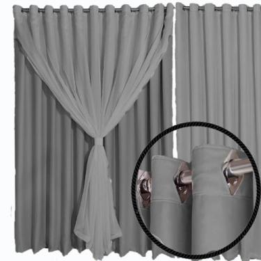Imagem de cortina blackout Veneza em tecido 6,00 x 2,80 c/voal cinza - Bravin Co