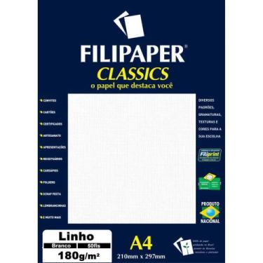 Imagem de Papel A4 Linho Branco 180G Caixa com 50 Unidades - Filiperson