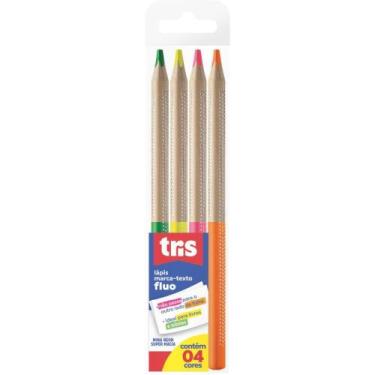 Imagem de Caneta Marca Texto TRIS Lápis Neon Jumbo 4 Cores - Summit