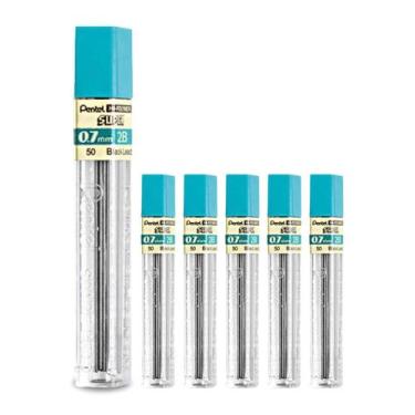 Imagem de Kit 6 Grafites 2B 0.7mm 138 Unidades Hi Polymer Super Pentel, Azul