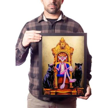 Imagem de Quadro Decorativo Arte Pantera Rei Cor-de-rosa No Trono - Fanarte