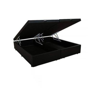 Imagem de Base Cama Box Baú Blindado Bipartido Queen Suede Preto 43x158x198