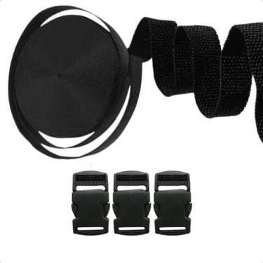 Imagem de Fita Cadarço 30mm 20mts Com 15 Fechos Engate Rápido Mochilas Bolsas - 