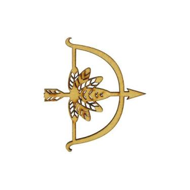 Imagem de Pacote 10 Aplique Arco e Flecha Decoração Enfeite 5cm Mdf Madeira Lase