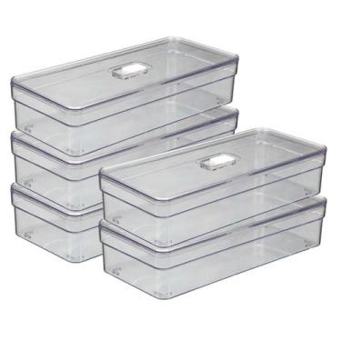 Imagem de Organizador de Geladeira 3,6L com Tela Porta Ovos e Tampa 5un - PLASTU