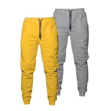 Imagem de Kit 2 Calças Moletom Feminina Cintura Alta 2 Bolsos Básico Casual - Ca