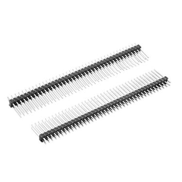 Imagem de uxcell 5 peças 2,54 mm Pitch 40 pinos 20 mm Comprimento Dupla fileira lisa Conector Pin Header Strip para Arduino Prototype Shield