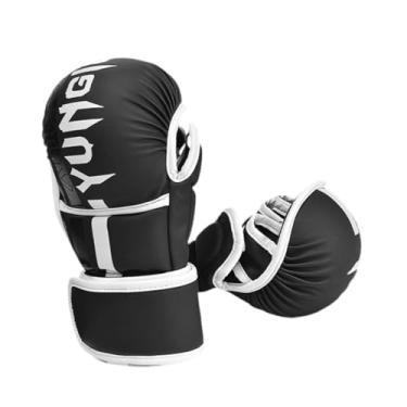 Imagem de Dynwave Luvas de boxe Luvas de soco Equipamentos de prática Luvas de soco Luvas de sparring para karatê Sparring Sanda Mma Kickboxing, Black White L