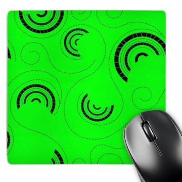 Imagem de Padrão contemporâneo de redemoinhos verde limão e preto - Mouse Pad, 20,32 x 20,32 cm (mp_217685_1)