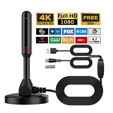 Imagem de Antena de TV HD digital atualizada 2025 para Smart TV com base magnética forte, antena de longo alcance, amplificador de sinal para canais locais do Canadá, suporta 4K 1080P UHF VHF todas as TVs mais