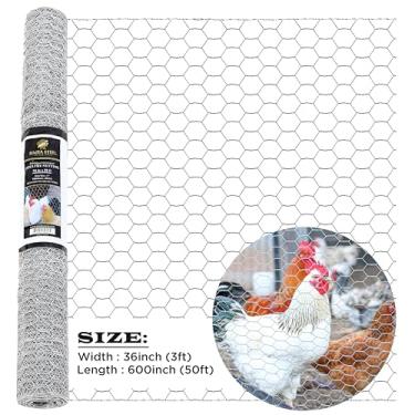 Imagem de SIMBA STEEL - Fio de galinha 91,4 cm x 1,5 m x 2,5 cm malha x 20GA | Rede de arame para aves | Galvanizado a quente | Malha galvanizada hexagonal para galinheiro, gaiola de coelho, barreira de cerca