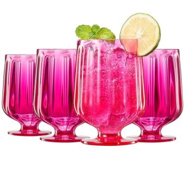 Imagem de Khen Conjunto de 4 copos de bebida premium inquebráveis de 4 ml - plástico acrílico de alta qualidade - perfeito para presentes - estilo europeu inquebrável e livre de BPA, lavável na máquina de lavar