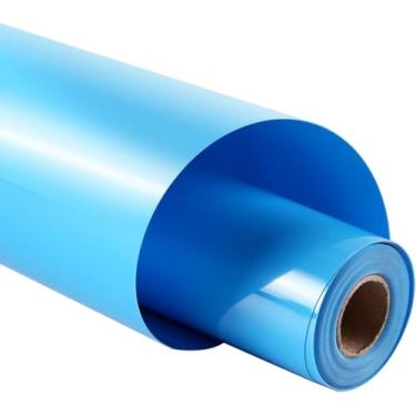 Imagem de guangyintong Rolos de vinil de transferência de calor azul lago HTV, 30,5 cm x 1,5 m azul lago ferro em vinil para camisetas, superfície brilhante lago azul vinil HTV para todas as máquinas cortadoras