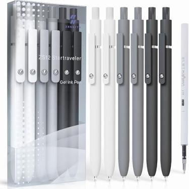 Imagem de KALARA Canetas de tinta de gel estéticas, ponta fina de 0,5 mm para escrita suave, 6 canetas + 1 refil de secagem rápida, retráteis, ideais para diário e anotações, material escolar e de escritório