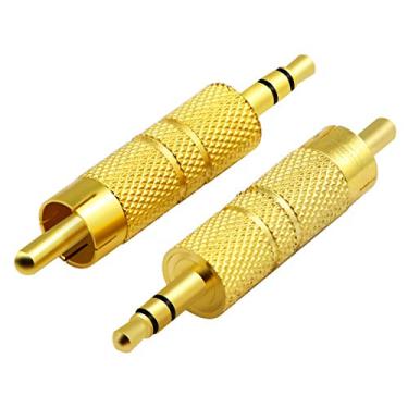 Imagem de zdyCGTime Adaptador de áudio RCA banhado a ouro de 3,5 mm para RCA macho para conector de 3,5 mm (1/8 pol.) Conector adaptador macho TRS estéreo para cabo adaptador de fone de ouvido RCA (3 polos)