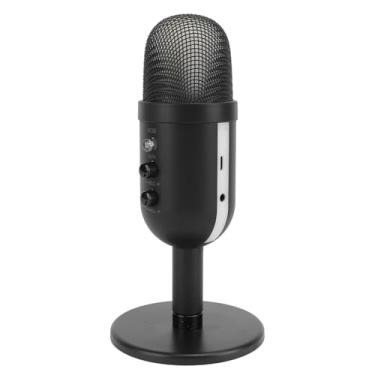 Imagem de Microfone para Jogos, Microfone Condensador USB Quick Mute Com Suporte de Base de Luz Ambiente, Microfone Profissional para Streaming de Estúdio de Podcasting