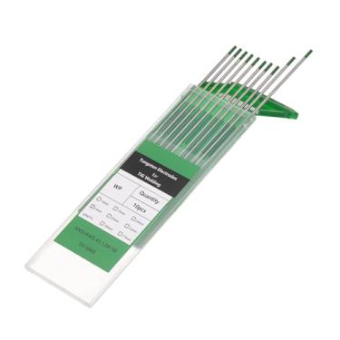 Imagem de HARFINGTON 10 eletrodos de tungstênio para soldagem TIG, 3/81.3 cm x 17.8 cm puro para soldagem de aço inoxidável, liga de alumínio e magnésio, fabricação de automóveis aeroespaciais, verde WP