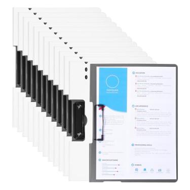 Imagem de PATIKIL 23,5 x 32 cm, 12 pastas de apresentação com clipe forte, capacidade de 100 folhas, pasta de currículo para arquivo de documentos, bege (estilo horizontal)