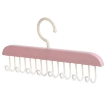 Imagem de Organizador de Cabide Superior para Economia de Espaço, Cabide de Plástico Ondulado Com Ganchos para Sutiãs, Camisolas, Trajes de Banho e Vestidos Com Tiras (Rosa)
