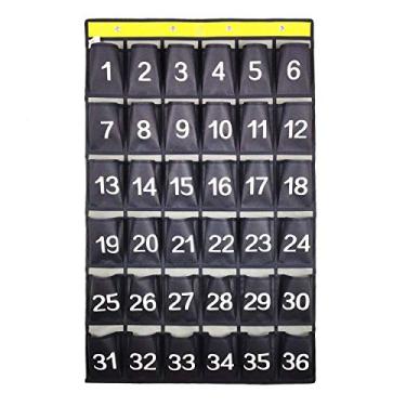Imagem de Anizer – Suporte para celulares e calculadora para sala de aula, tabela de bolsos, porta de parede, organizador de pendurar para Sundries, 36 Pockets With Digital