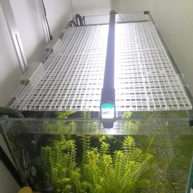 Imagem de 4 peças de tampa ajustável de grade de aquário com clipe, tampa superior de tanque de peixes, bandeja inferior divisória, placa de isolamento, bandeja de ovo