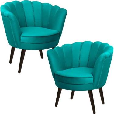Imagem de Kit Duas Poltronas Pétala em Sued Premium Tiffany - Sua Casa Decoraçõe
