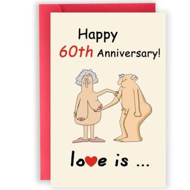 Imagem de Abeletree Cartão engraçado de aniversário de casamento de 60 anos para homens e mulheres, presentes de feliz aniversário de 60 anos para casal, marido, esposa