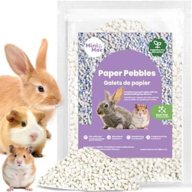 Imagem de mini&moe Roupa de cama de pellets de papel para animais pequenos: Roupa de cama de pellets de papel natural absorvente de odor e umidade - para porquinhos-da-índia, hamsters e coelhos, 1,8 kg