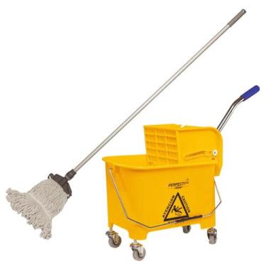 Imagem de Balde Mop Espremedor Carro 20 Litros Com Cabo Extensor E Refil Esfregã