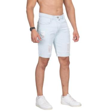 Imagem de Bermuda Jeans Masculina Rasgada Moda Destroyed - Memorize Jeans, Clara