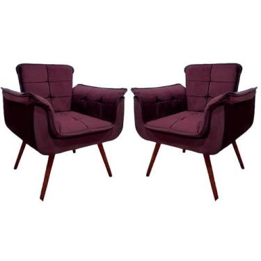 Imagem de Kit 2x Poltronas Opala Para Sala Cadeira Elegante Com Apoio de Braço e