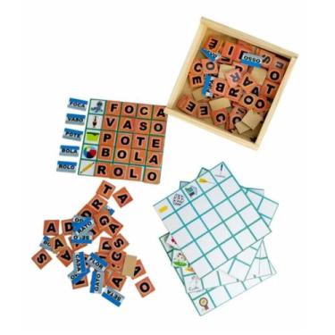 Imagem de Brinquedo Alfabetização e letramento Loto Leitura Madeira - Zaramela