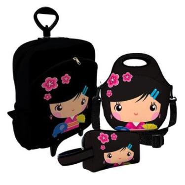 Imagem de Kit Escolar Mochila de Rodinha + Lancheira + Necessaire Plus – ISOPRENE – Princesa Manu-Unissex