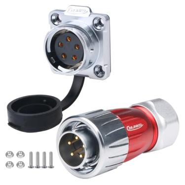 Imagem de CNLINKO Conector impermeável M20, série DH 20 2/3/4/5/7/9/12 pinos tipo de conexão baioneta tipo de conexão concha de metal plugue macho soquete fêmea conectores IP68 (5 pinos)