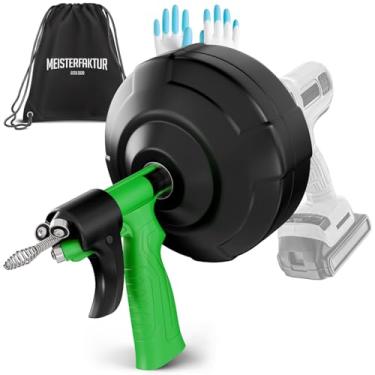 Imagem de MEISTERFAKTUR Cobra de drenagem [25FT] - Alimentação automática - Cobra de encanamento ideal para desbloqueio de pia e ralo - Trado de drenagem sólido para DYIs reais! (25 FT - 1/10.2 cm)