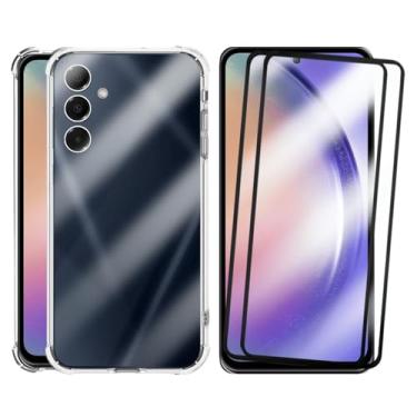 Imagem de Capa Capinha Anti Impacto e 2 Películas Vidro 3D Compatível Samsung Galaxy A54 Transparente Com Proteção de Câmera