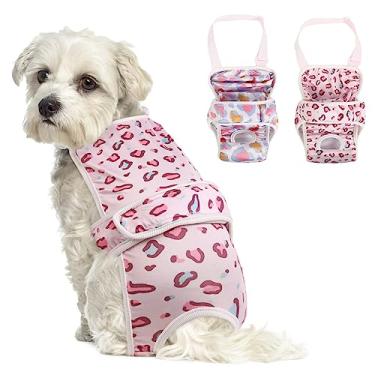 Imagem de ASENKU Pacote com 2 Fraldas para Cães, Suspensórios para Cães, Fraldas Reutilizáveis para Cães, para Cadelas, Pequenas, Fraldas Menstruais Laváveis para Cães, Calcinhas para Cães, para Cadelas Pequena