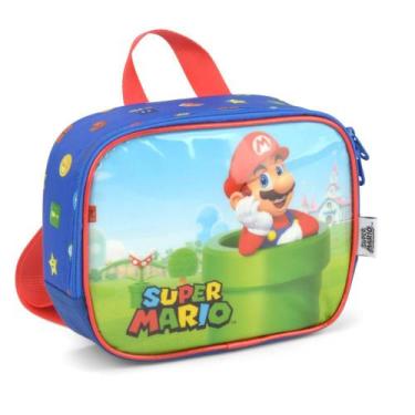 Imagem de Lancheira Térmica Infantil Escolar Super Mario Luxcel, Azul