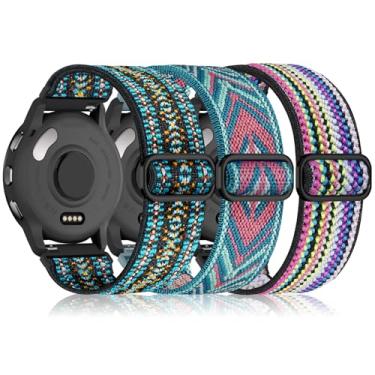 Imagem de Pulseiras elásticas esportivas de nylon de 22 mm compatíveis com Garmin Vivoactive 4/Venu 3/Venu 2/Forerunner 265/255, pacote com 3 pulseiras de substituição para homens e mulheres, colorido + flecha