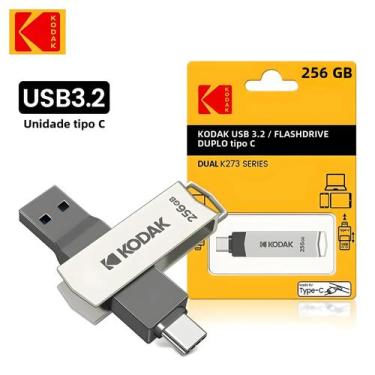 Imagem de Pendrive Kodak USB 3.2 Tipo-C - Alta Velocidade (256GB, 128GB, 32GB), 