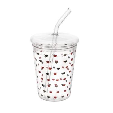 Imagem de LYOR - Copo de Vidro Borossilicato com Tampa e Canudo Love 360ml