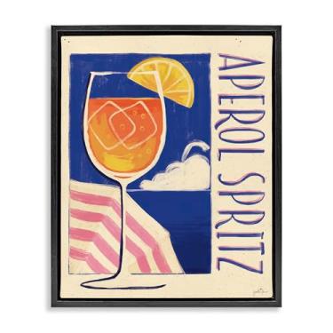 Imagem de Stupell Industries Arte de parede retrô Aperol Spritz Black Floater em tela emoldurada por Janelle Penner, 25 x 31