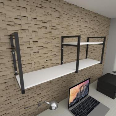 Imagem de Prateleira industrial para escritório aço cor preto prateleiras 30 cm 