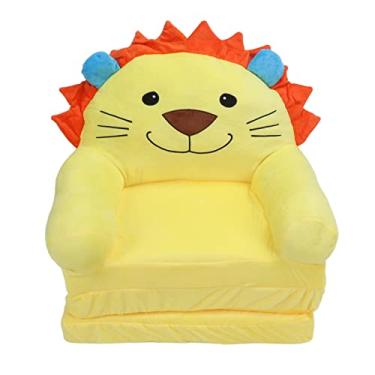 Imagem de Sofá infantil leão removível Grcfumo, sofá-cama infantil de tecido dobrável, sofá-cama infantil amarelo com apoios de braços para ler, relaxar, brincar (3 Tier)
