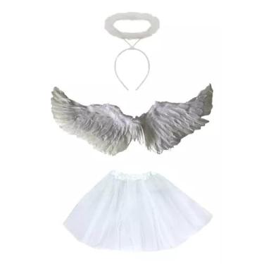 Imagem de Fantasia Anjo Kit Arcanjo Cosplay Terror Zumbi Teatro (Branco)