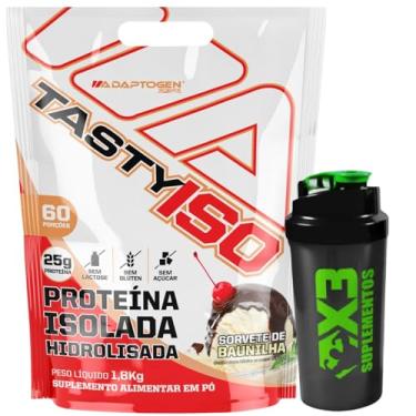 Imagem de Tasty Iso Sabor Baunilha 1.8Kg - Adaptogen + Coqueteleira 600ml - X3 Suplementos