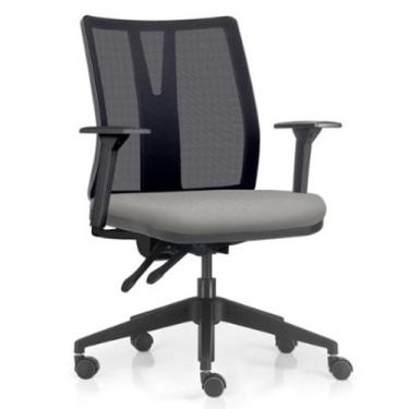 Imagem de Cadeira de Escritório Giratória Diretor Flow F02 Base Preta Crepe Cinz