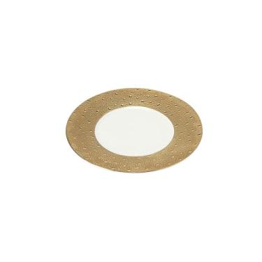 Imagem de Prato de comida ocidental criativo e personalizado, prato circular doméstico de cerâmica - prato raso dourado de 23 cm